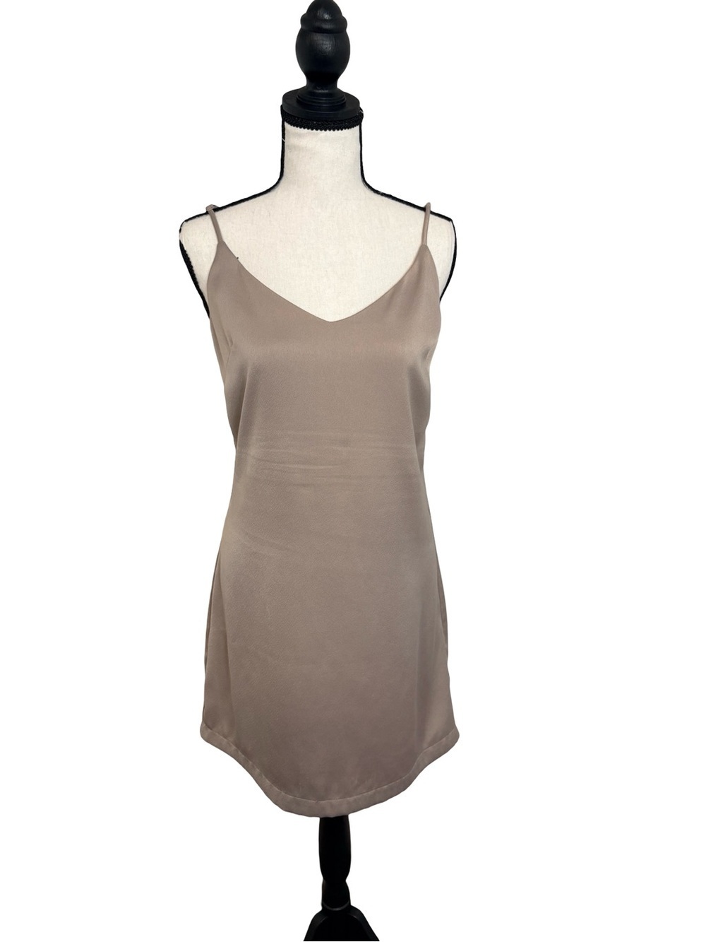 Dynamite Satin Slip Mini Dress Nude Beige Taupe XS‎ Minimalist Cami Dress